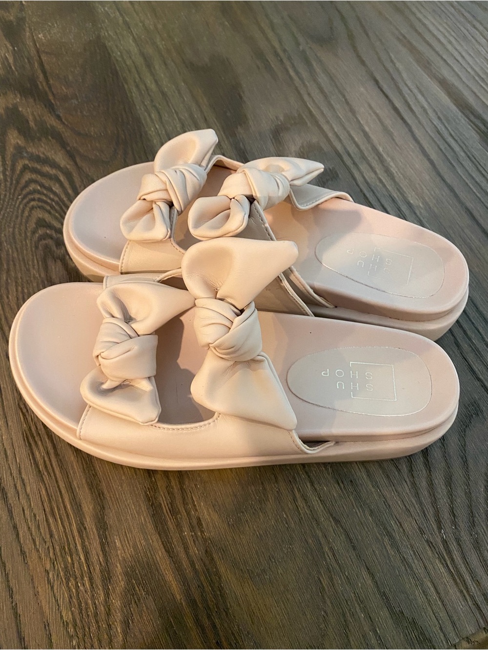 ShuShop Double Bow Slide Sandals in Blush